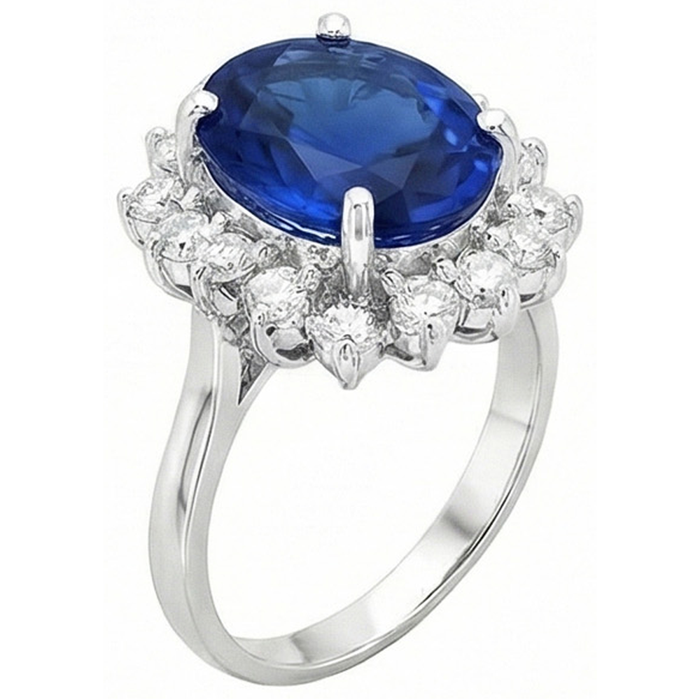 4 Carat Sri Lanka Sapphire Round Natural Earth Mined Diamond ( Not Lab Grown ) s Engagement Ring Gold 14K