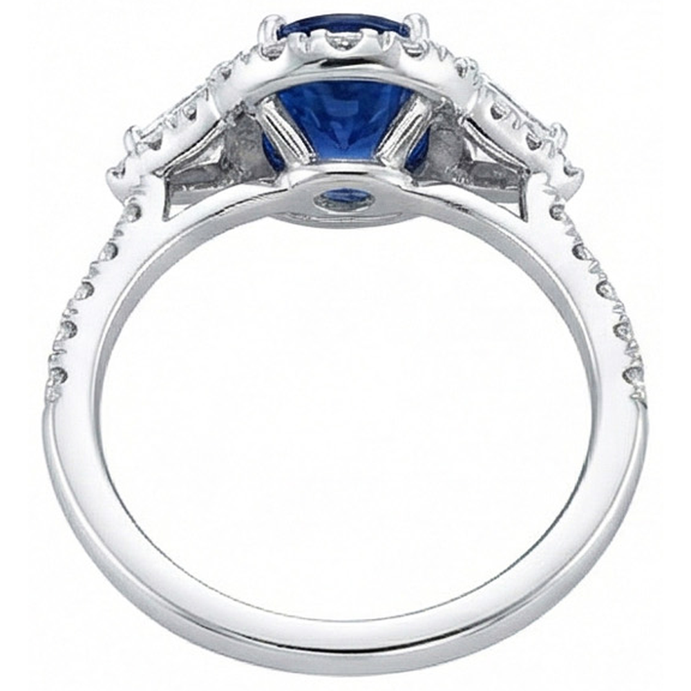4 Carats Ceylon Sapphire And Natural Earth Mined Diamond ( Not Lab Grown ) s Ring White Gold 14K