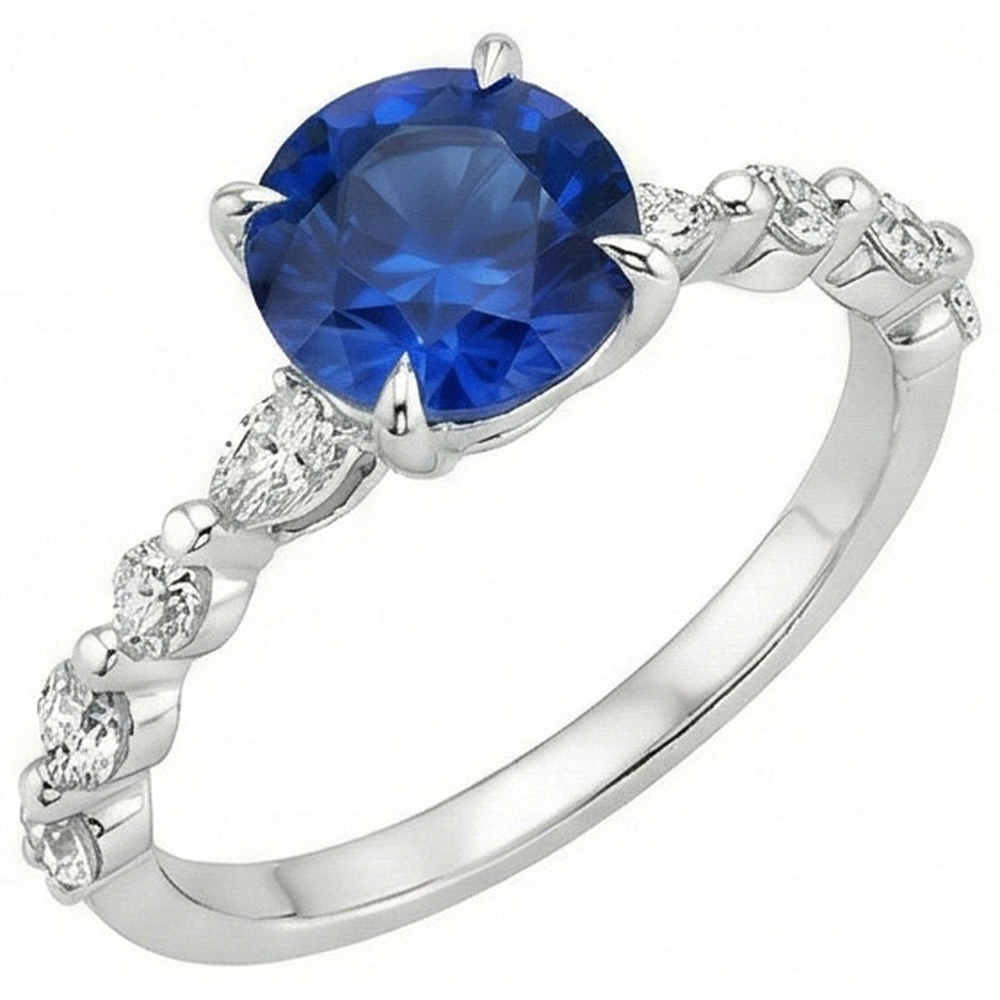 natural round sapphire 4ct ring side angle