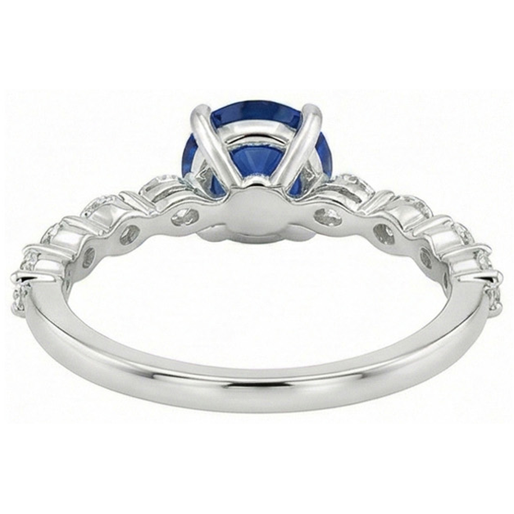 natural round sapphire 4ct ring on white background