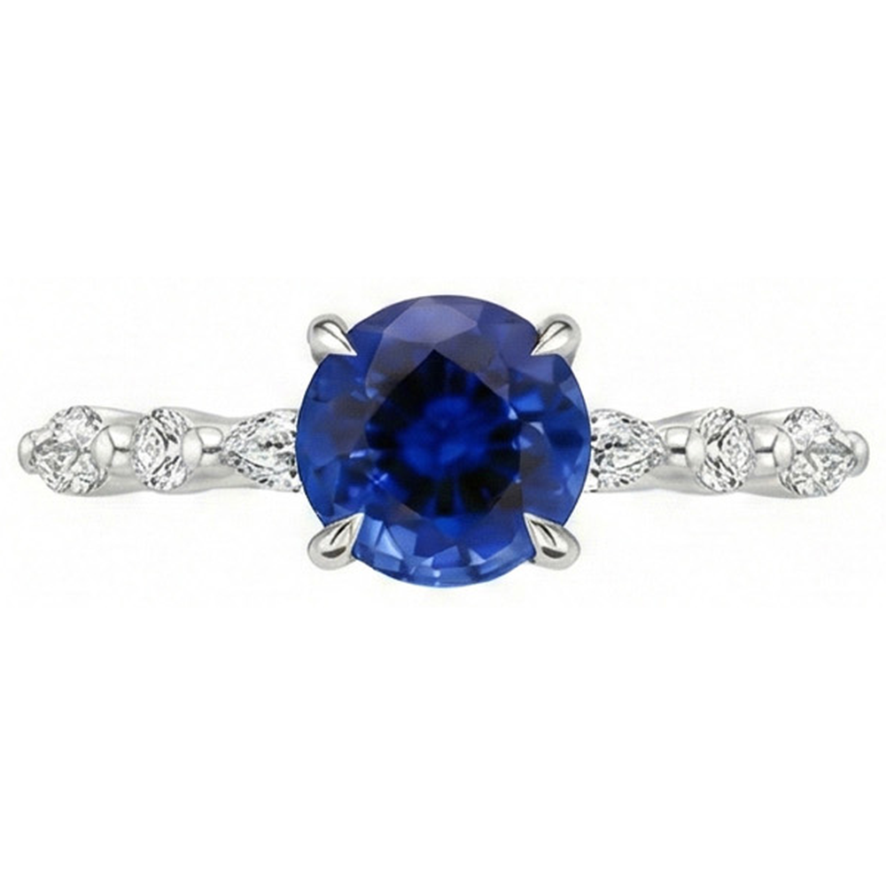 natural round sapphire 4ct ring top view