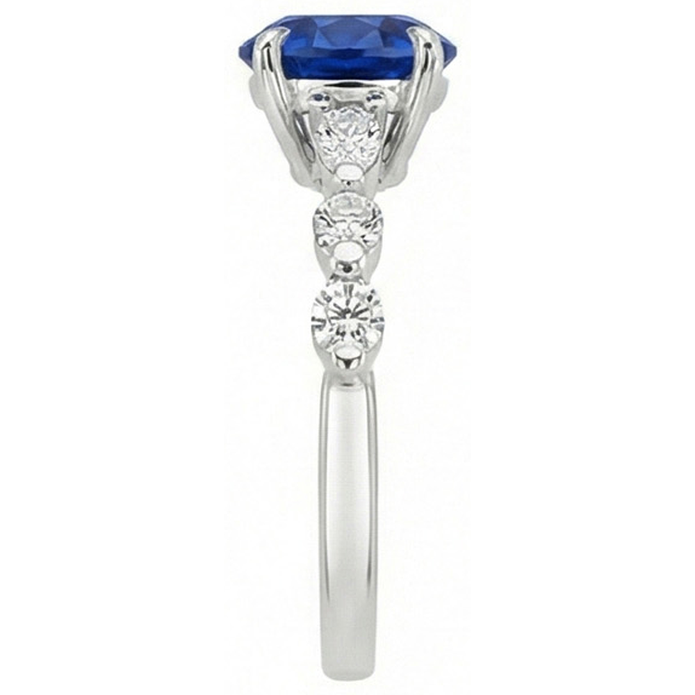 natural round sapphire 4ct ring profile view