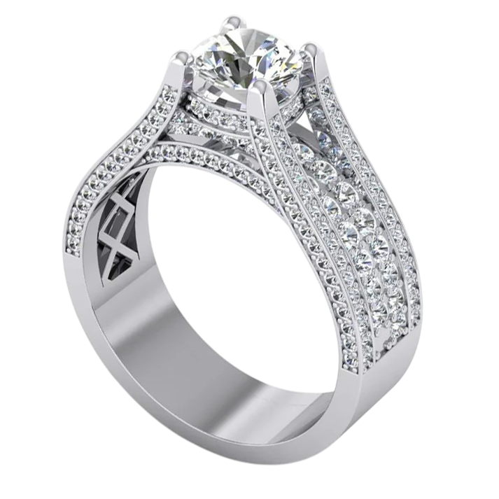 4 Carats Ladies Real Natural Earth Mined Diamond ( Not Lab Grown ) Engagement Ring Gold 14K
