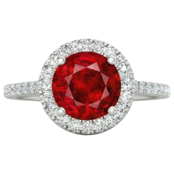 4 Carats Prong Set Ruby With Natural Earth Mined Diamond ( Not Lab Grown )s Ring 14K White Gold