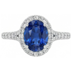 4 Carats Sri Lankan Sapphire Natural Earth Mined Diamond ( Not Lab Grown ) s Ring Prong Set White Gold 14K