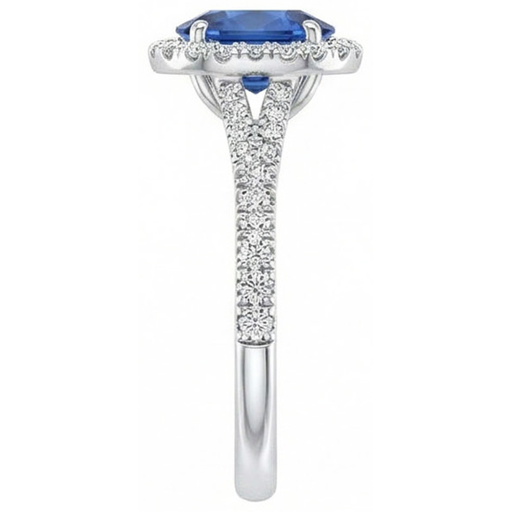 4 Carats Sri Lankan Sapphire Natural Earth Mined Diamond ( Not Lab Grown ) s Ring Prong Set White Gold 14K