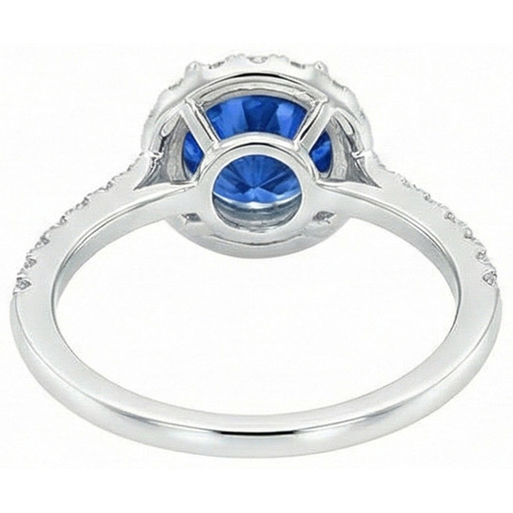 4 Ct Ceylon Sapphire And Natural Earth Mined Diamond ( Not Lab Grown ) s Ring White Gold 14K