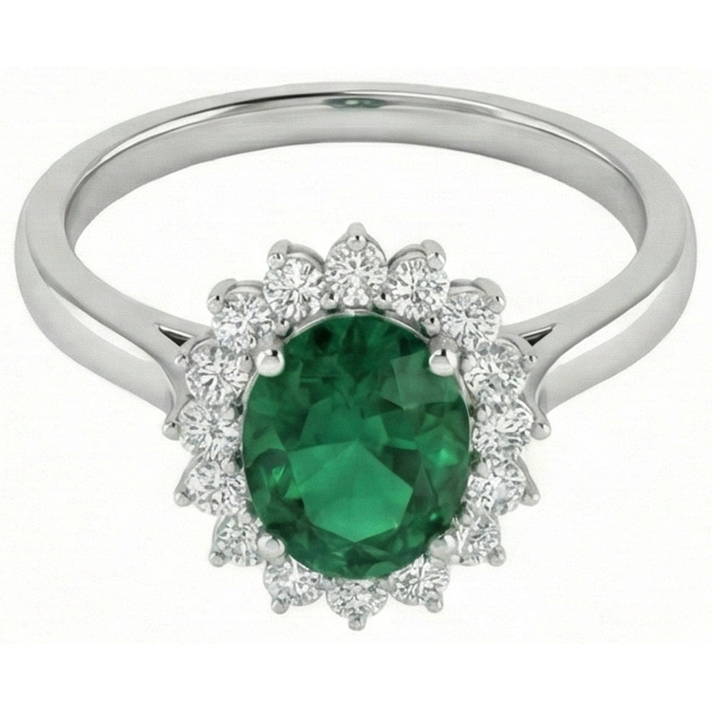 natural round emerald 4ct ring close up detail