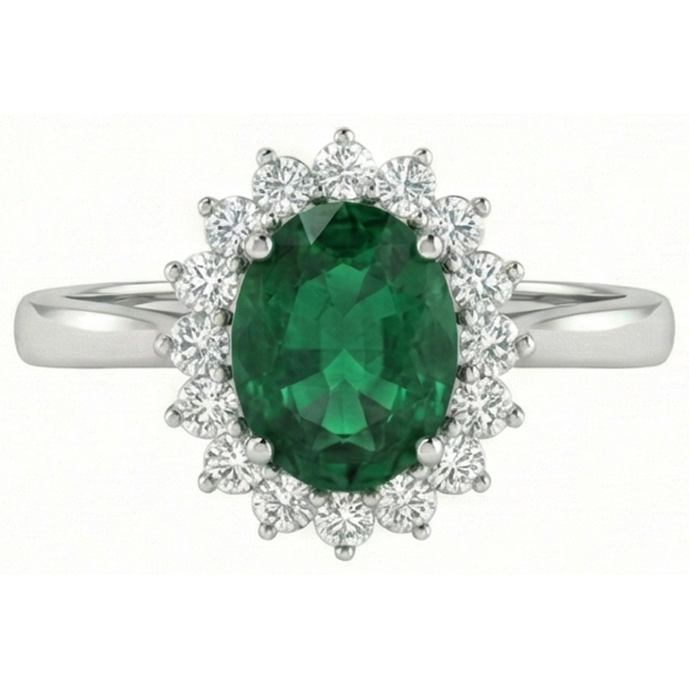 natural round emerald 4ct ring side angle