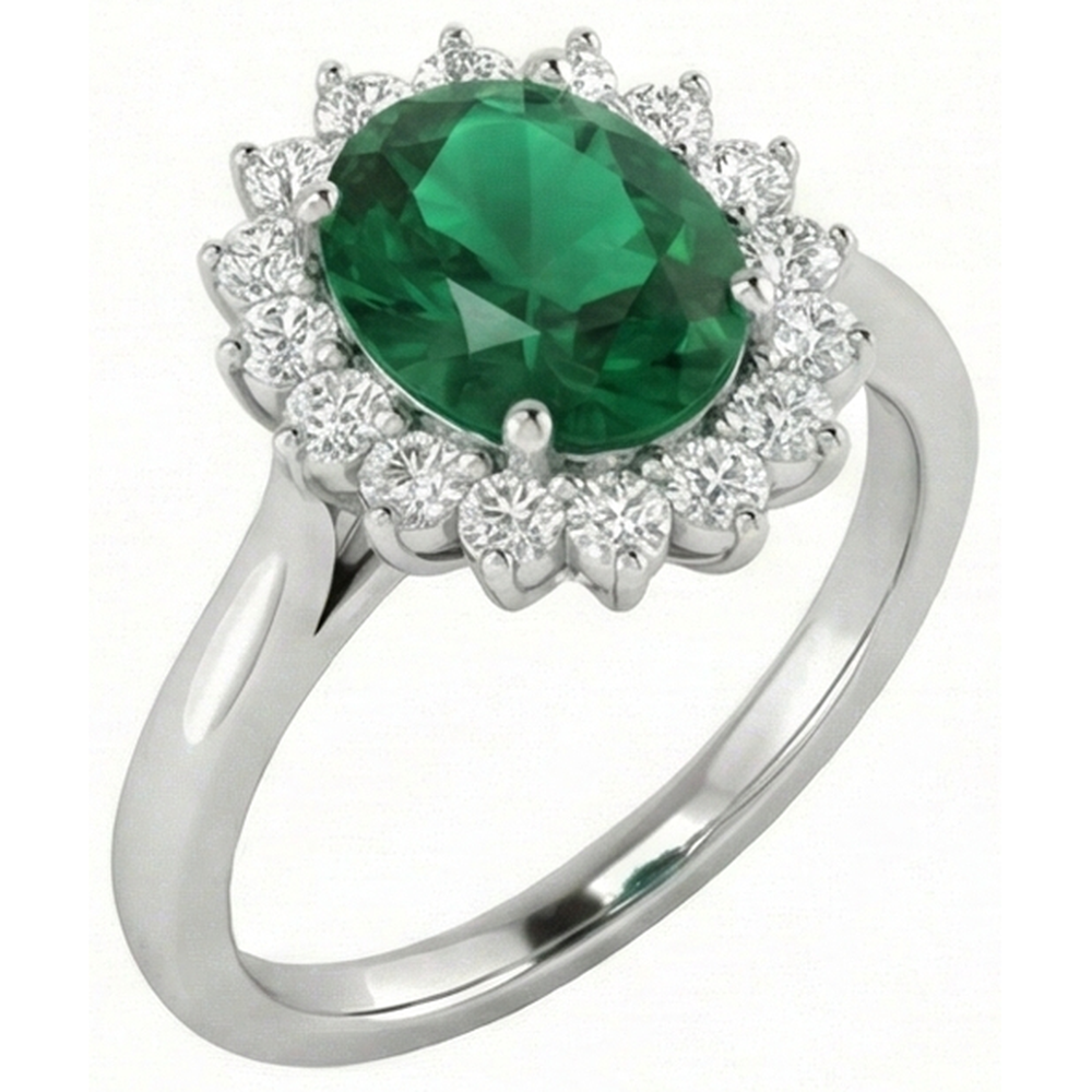 natural round emerald 4ct ring top view