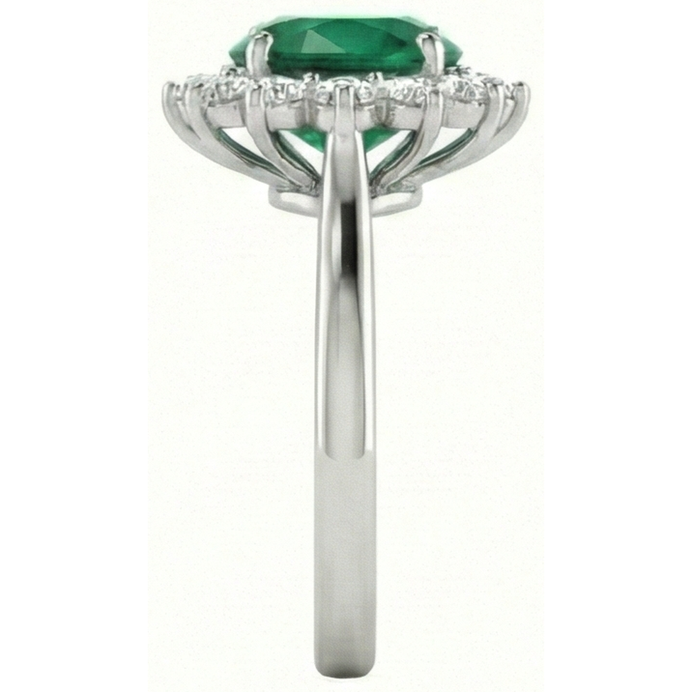 natural round emerald 4ct ring profile view