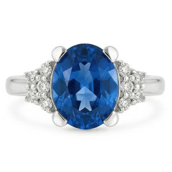 4 Ct Sri Lanka Blue Sapphire And Natural Earth Mined Diamond ( Not Lab Grown ) Ring White Gold 14K