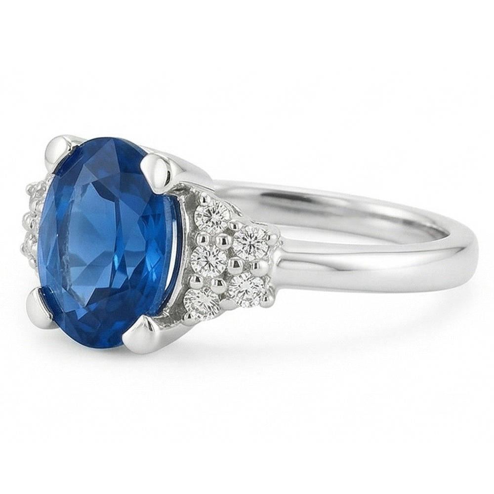 4 Ct Sri Lanka Blue Sapphire And Natural Earth Mined Diamond ( Not Lab Grown ) Ring White Gold 14K