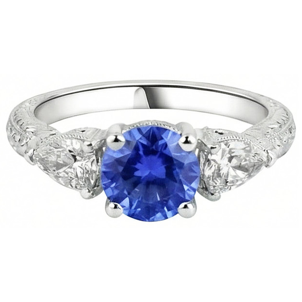 natural round sapphire 4ct ring side angle