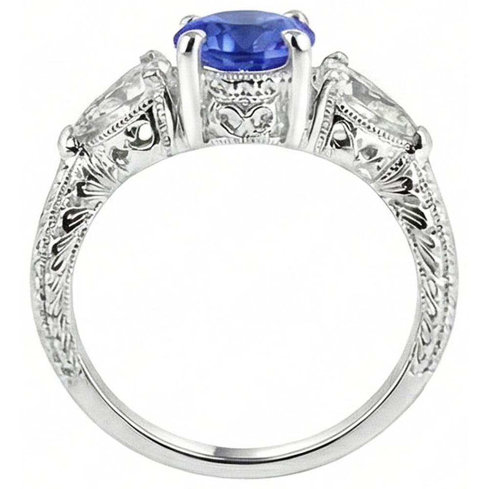 natural round sapphire 4ct ring top view