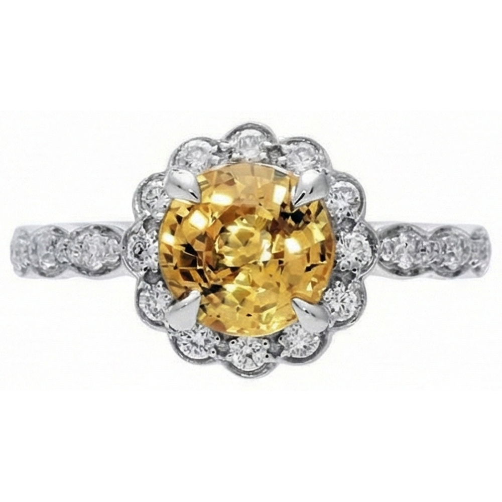 4 Ct Yellow Sapphire And Natural Earth Mined Diamond ( Not Lab Grown )s Ring White Gold 14K