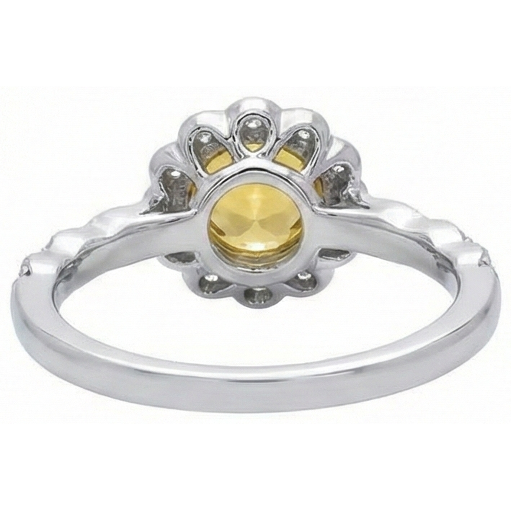 4 Ct Yellow Sapphire And Natural Earth Mined Diamond ( Not Lab Grown )s Ring White Gold 14K
