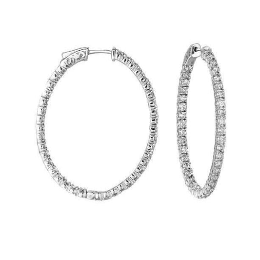 4.00 Carats Brilliant Cut Natural Diamonds Women Hoop Earrings White Gold 14K