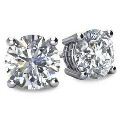 4.00 Carats Natural Diamonds Studs Earrings Gold White 14K
