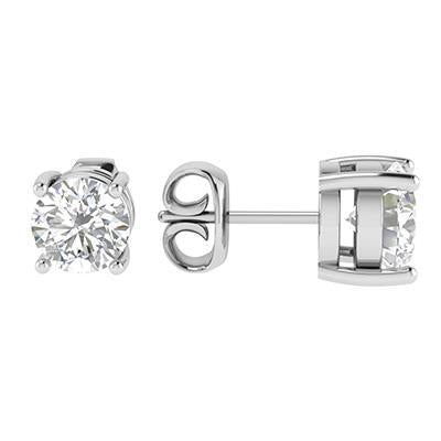 4.00 Carats Prong Set Natural Diamonds Lady Stud Earrings White Gold 14K