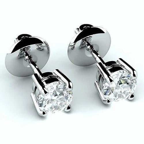 4.00 Ct Genuine Diamonds Studs Earrings White Gold 14K