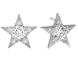 4.00 Ct Round Cut Genuine Diamonds Women Star Studs Earrings White Gold 14K