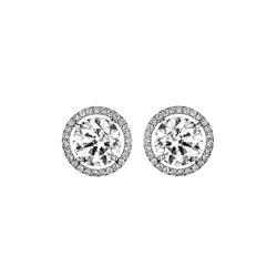 4.04 Carats Gorgeous Round Cut Real Diamonds Stud Halo Earrings Gold White 14K