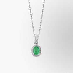 4.05 Carats Green Emerald And Natural Earth Mined Diamond Gemstone Pendant 14K White Gold