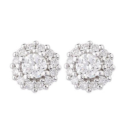 4.10 Carats Sparkling Round Real Diamond Halo Stud Earrings White Gold 14K