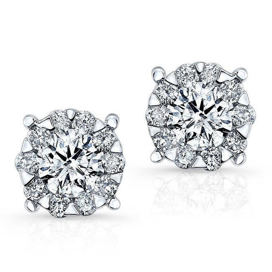 4.10 Ct Brilliant Cut Real Diamonds Women Studs Earrings White Gold 14K