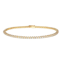 4.20 Carats Brilliant Cut Natural Diamonds Tennis Bracelet Yellow Gold 14K