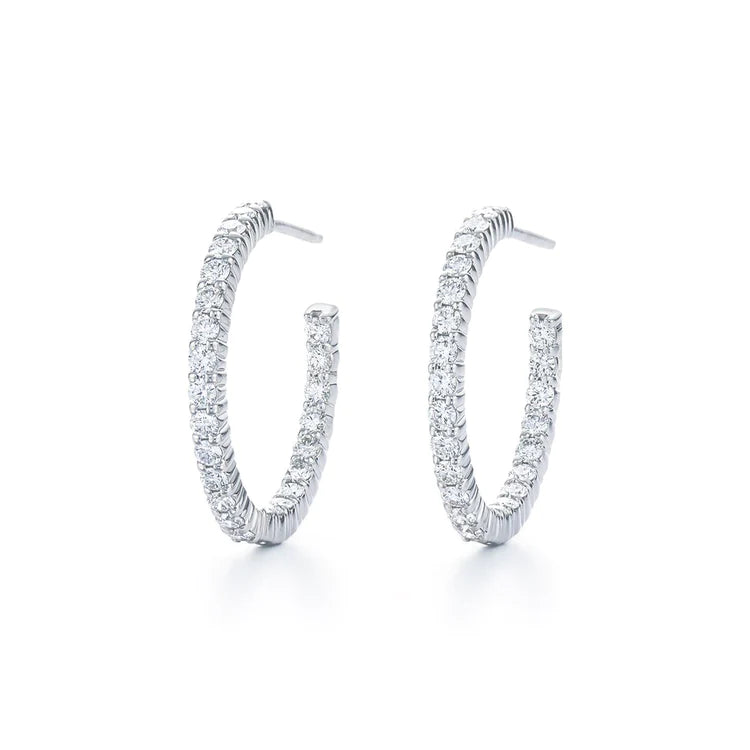 4.20 Carats F Vvs1 Round Cut Real Diamonds Hoop Earrings White Gold 14K