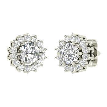 4.20 Carats Prong Set Round Cut Real Diamond Stud Halo Earrings - Studs- Halo-harrychadent.ca