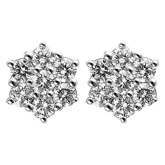 4.20 Carats Round Brilliant Cut Genuine Diamonds Hexagon Studs Halo Earrings