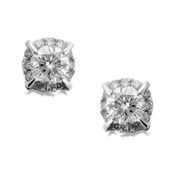 4.20 Carats Round Cut Real Natural Earth Mined Diamonds Women Stud Earrings White Gold 14K New