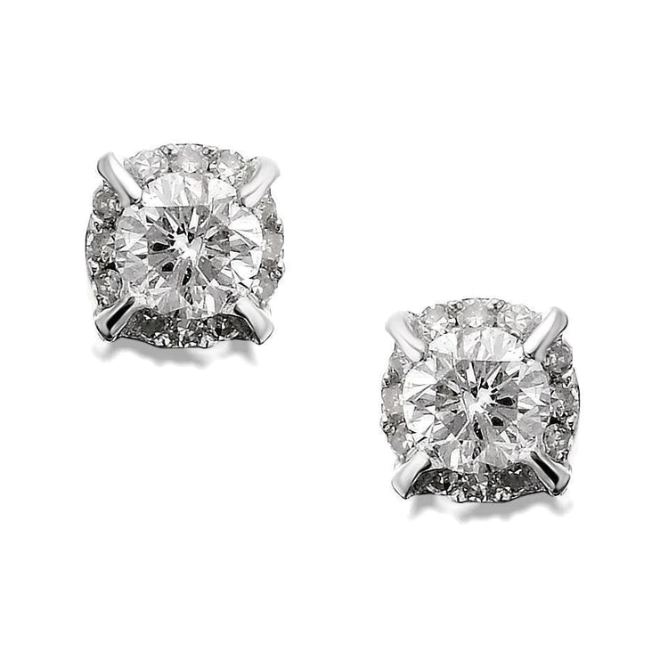 4.20 Carats Round Cut Real Diamonds Women Stud Earrings White Gold 14K New