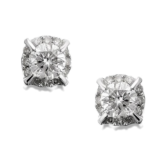 4.20 Carats Round Cut Real Diamonds Women Stud Earrings White Gold 14K New