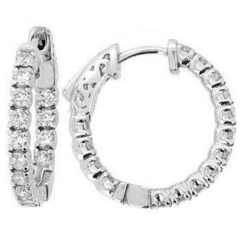 4.20 Ct Brilliant Cut Sparkling Genuine Diamonds Hoop Earrings White Gold