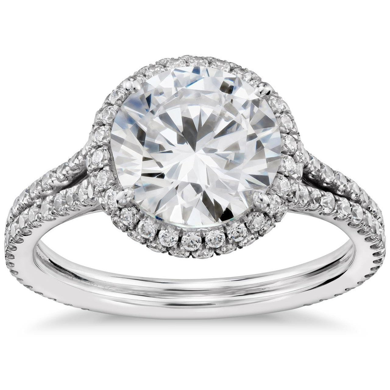 4.23 Carats Round Cut Natural Diamond Halo Engagement Ring