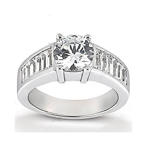 4.25 Carat Round Real Diamond Engagement Ring Accented