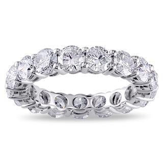 4.25 Carats Genuine Sparkling Diamonds Eternity Wedding Band 14K White Gold