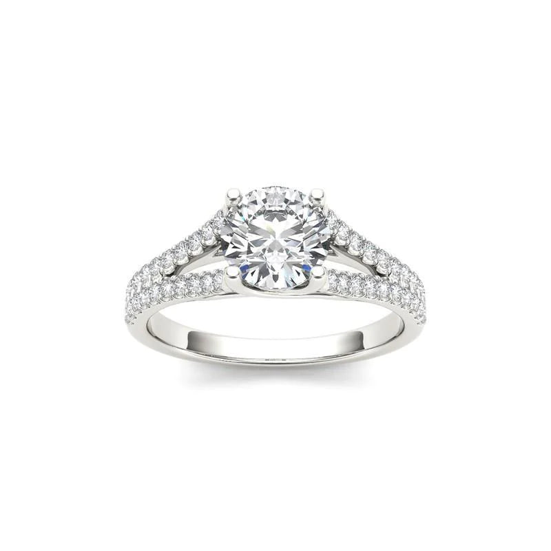 4.25 Ct Round Cut Real Diamond Accented Ring Women White Gold 14K