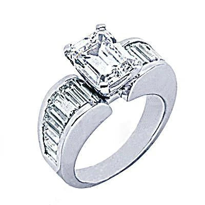 4.25 Cts. Natural Diamond Engagement Ring Emerald Cut Solitaire With 