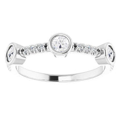 4.25 Carats Half Eternity Band Old Cut Lab Grown Diamond 3 Stone Style Bezel Set