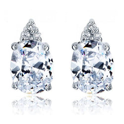 4.30 Carats Oval And Round Real Diamond Stud Earring White Gold 14K