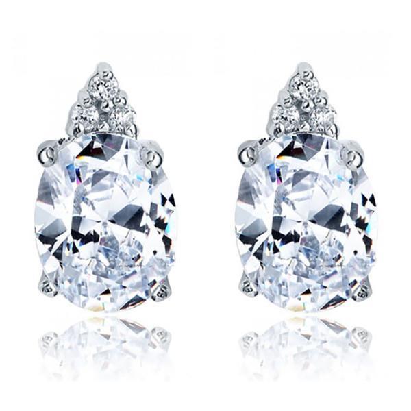 4.30 Carats Oval And Round Real Diamond Stud Earring White Gold 14K