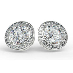 4.30 Carats Prong Set Genuine Diamond Ladies Stud Earrings White Gold 14K