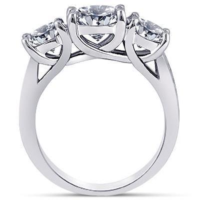 4.31 Carat Round Genuine Diamonds 3 Stone Style Wedding Ring