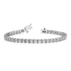 4.40 Carats Round Natural Earth Mined Diamond Tennis Bracelet White Gold 14K