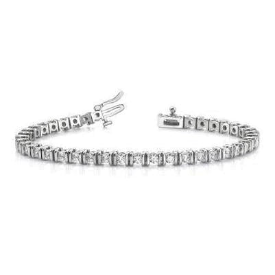 4.40 Carats Round Natural Diamond Tennis Bracelet White Gold 14K